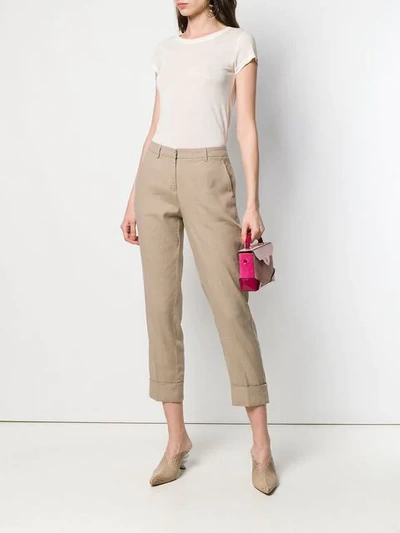Shop Cambio Cropped Leg Trousers In Neutrals