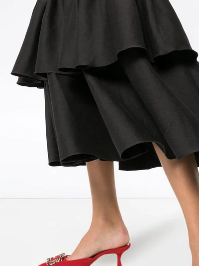 Shop Rejina Pyo Tiered Drop Hem Cotton Midi Dress In Black