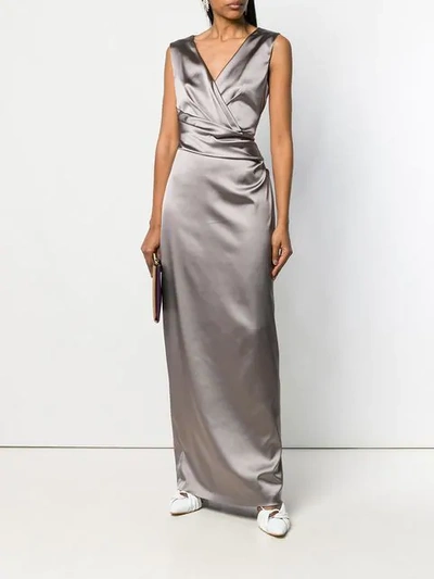 Shop Talbot Runhof Fitted Evening Gown In Grey