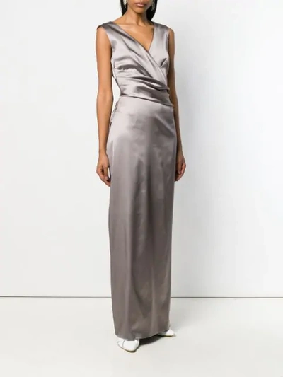 Shop Talbot Runhof Fitted Evening Gown In Grey