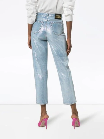 Shop Gucci Sequin-embellished Cropped Jeans In Metallic