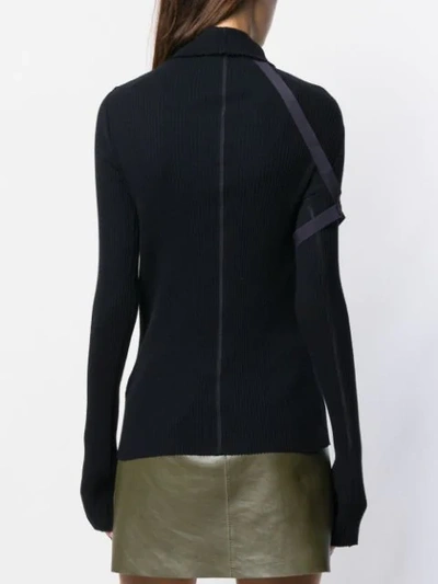 HELMUT LANG TURTLENECK RIBBED TOP - 蓝色