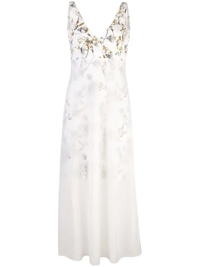 Shop Off-white Layered Floral Chiffon Slip Dress In White