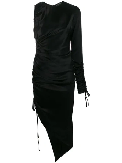 Shop David Koma Asymmetric Midi Dress In Black