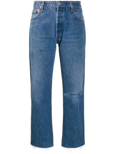 Shop Re/done Frayed Cropped Jeans - Blue