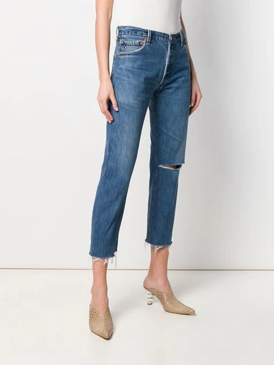 Shop Re/done Frayed Cropped Jeans - Blue