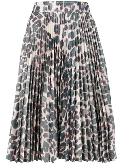 Shop Calvin Klein 205w39nyc Pleated Leopard Skirt In Grey