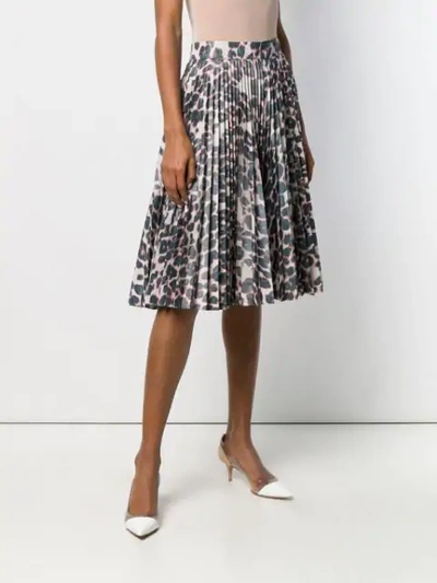 Shop Calvin Klein 205w39nyc Pleated Leopard Skirt In Grey