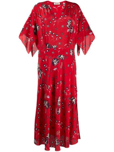 Shop Zadig & Voltaire Rap Daisy Print Maxi Dress In Red