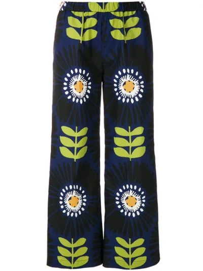 Shop Aspesi Macro Floral Print Trousers In Blue