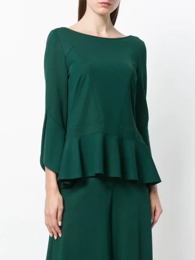 Shop Talbot Runhof Ruffled Hem Blouse In Green