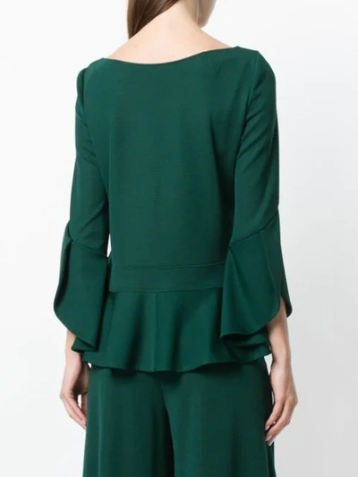 Shop Talbot Runhof Ruffled Hem Blouse In Green