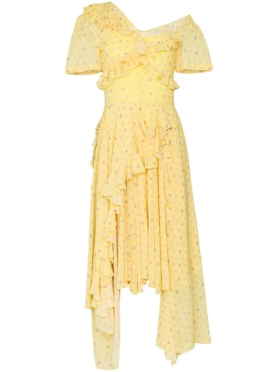 Shop Preen By Thornton Bregazzi Kennedy Ruffle Tiered Midi Dress In Yellow