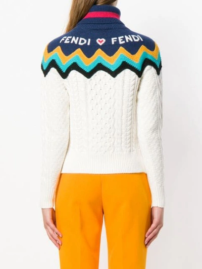 Shop Fendi Knitted Logo Jumper In White