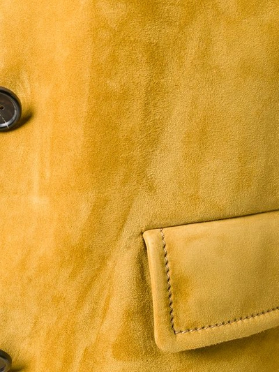 Shop Prada Brushed Leather Jacket In Yellow