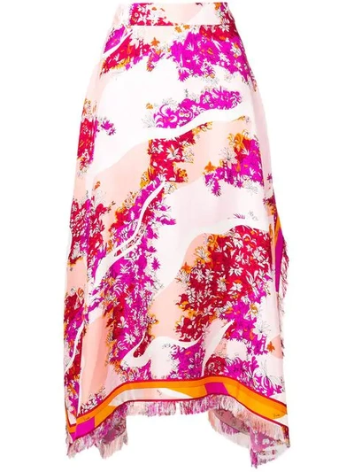 Shop Emilio Pucci Floral Asymmetric Skirt In Pink