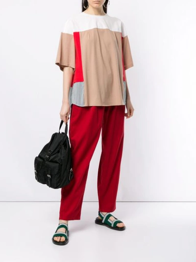 UNDERCOVER HIGH WAISTED STRAIGHT LEG TROUSERS - 红色