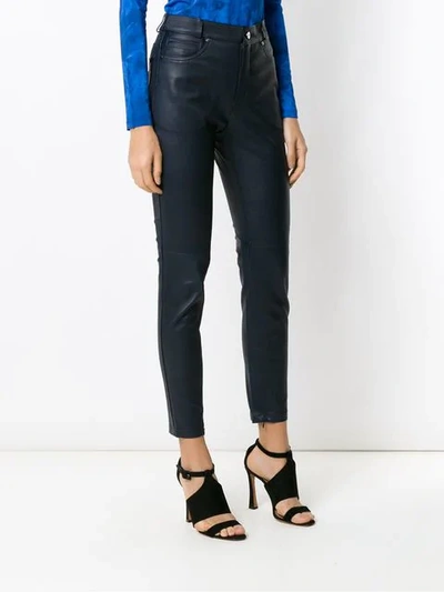 Shop Tufi Duek Leather Skinny Trousers In Blue