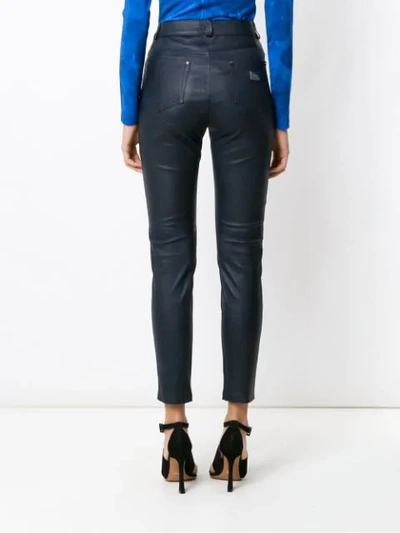 Shop Tufi Duek Leather Skinny Trousers In Blue