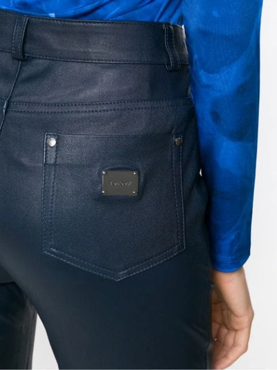 Shop Tufi Duek Leather Skinny Trousers In Blue