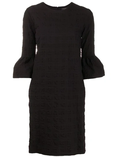 Shop Antonelli Textured Puff Sleeve Dress In Black