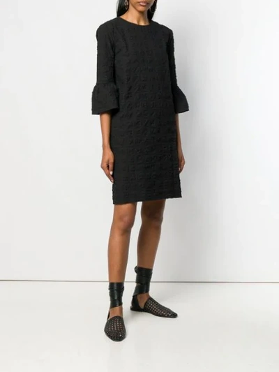 Shop Antonelli Textured Puff Sleeve Dress In Black