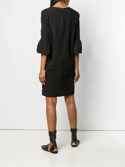 Shop Antonelli Textured Puff Sleeve Dress In Black