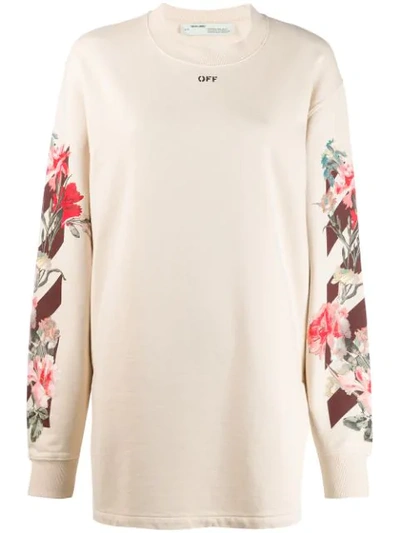 Shop Off-white Floral Logo Print Sweatshirt In 0124 White Borde