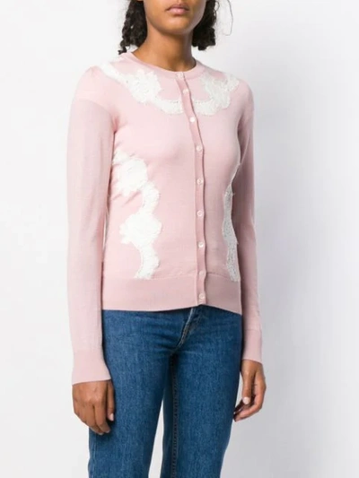 Shop Dolce & Gabbana Lace Insert Cardigan In Pink