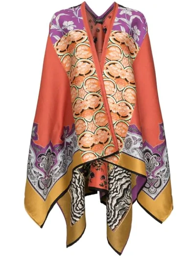 Shop Etro Jacquard Knitted Cape Poncho In 0600