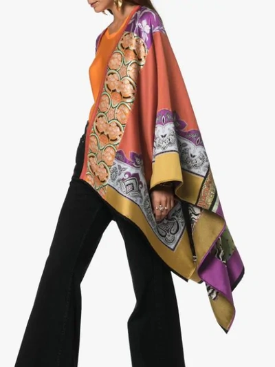 Shop Etro Jacquard Knitted Cape Poncho In 0600