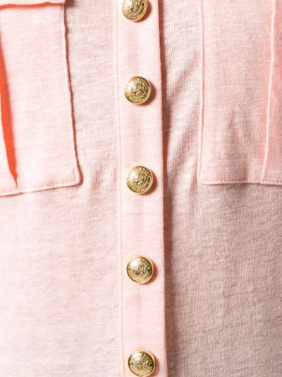 Shop Balmain Button Embellished Top In Pink