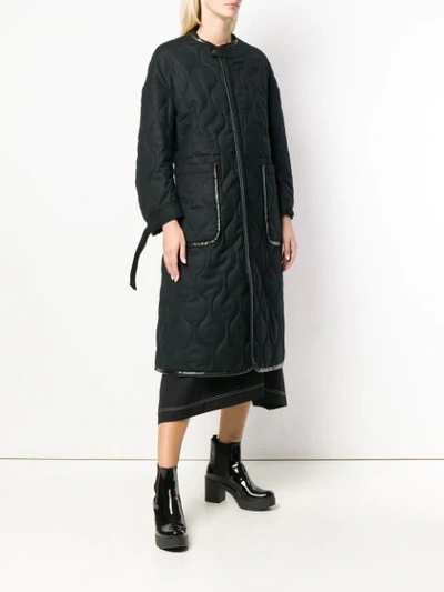 Shop Ujoh Collarless Coat In Black