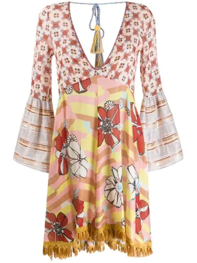 Shop Anjuna Floral Tunic Dress In Neutrals