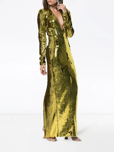 Shop Alexandre Vauthier Sequin-embellished Gown In Yellow