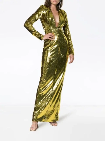 Shop Alexandre Vauthier Sequin-embellished Gown In Yellow