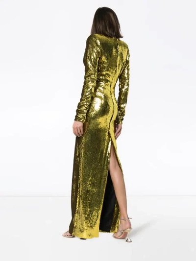 Shop Alexandre Vauthier Sequin-embellished Gown In Yellow