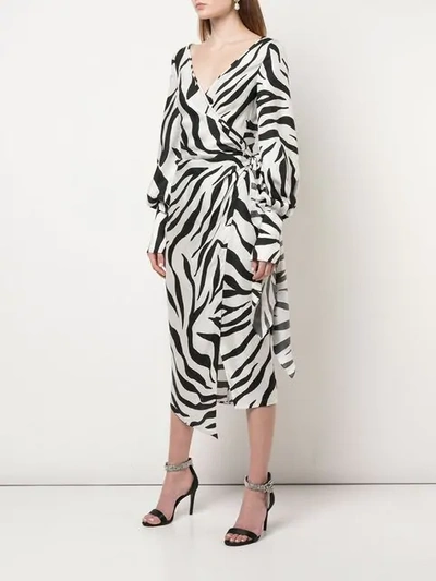 Shop Oscar De La Renta Zebra Print Wrap Dress In White