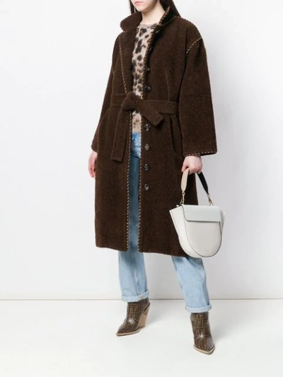 Pre-owned Saint Laurent 1990's Long Belted Coat In Brown