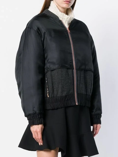 Shop See By Chloé Contrast Bomber Jacket In Black