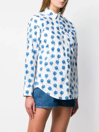 Shop Kenzo Rose Print Shirt In White