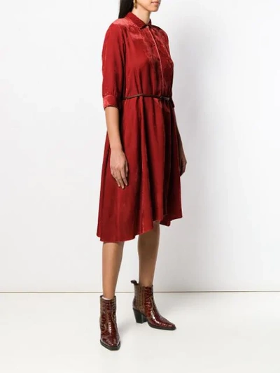 Shop Forte Forte Velvet Shirt Dress In Orange