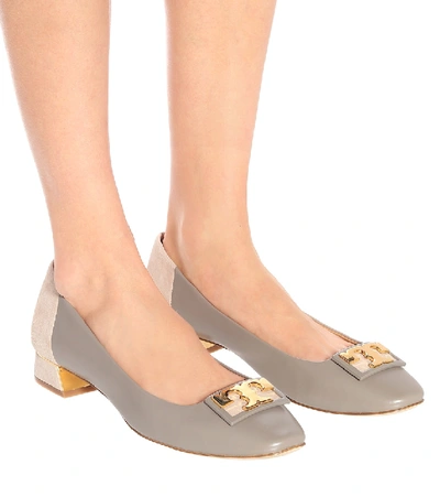 Shop Tory Burch Gigi Leather And Suede Pumps In Grey