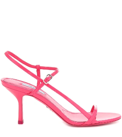 Shop Prada Patent Leather Sandals In Pink