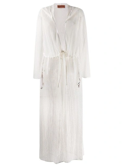 Shop Missoni Mare Eyelet Knit Hooded Cardigan - White