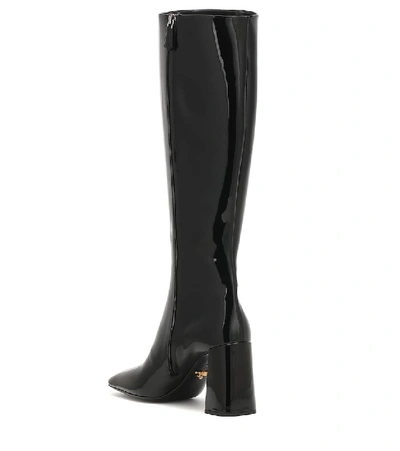 Shop Prada Patent-leather Knee-high Boots In Black