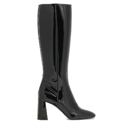Shop Prada Patent-leather Knee-high Boots In Black