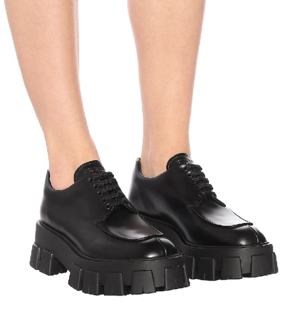 Shop Prada Leather Shoes In Black