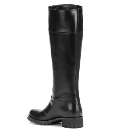 Shop Prada Knee-high Leather Boots In Black