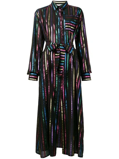 Shop Attico Metallic Striped Dress In 100 Black